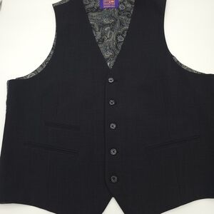 Steven Land Vest Men Black Paisley Classic Wool Academia Career Office